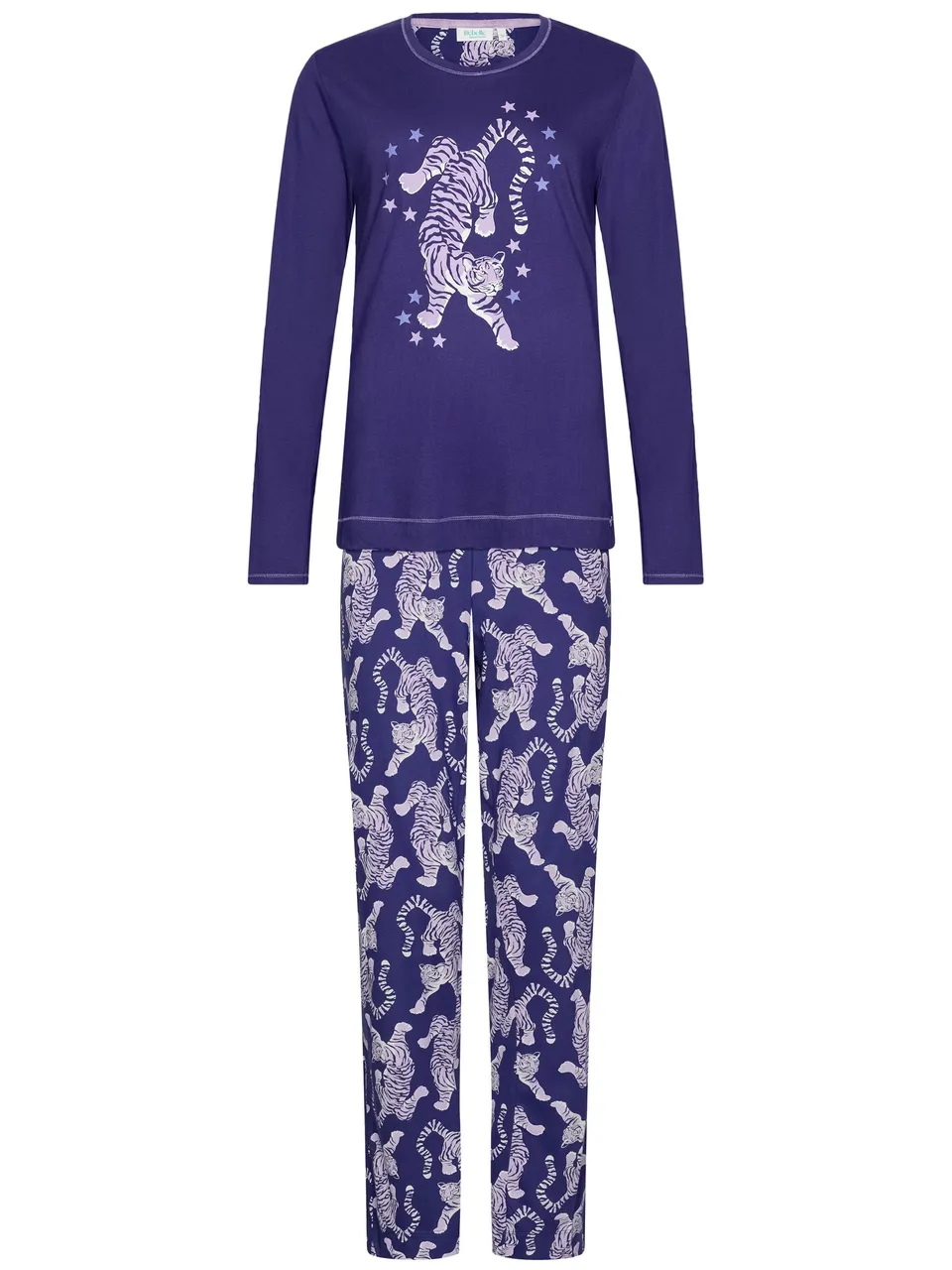 rebelle-tiger-star-pyjama-lila-bio-baumwolle image 1
