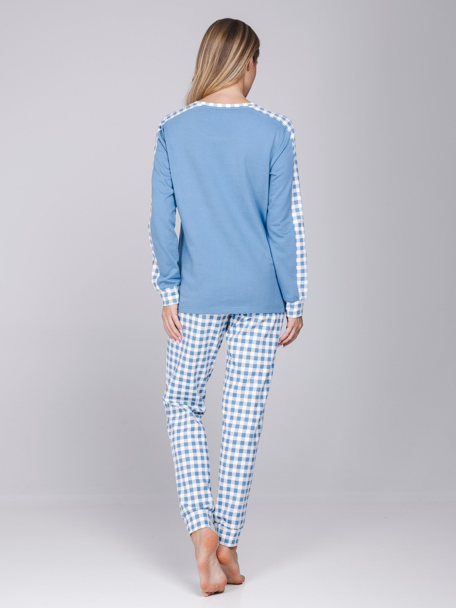 pastunette-blue-cottage-pyjama-blau-karo-baumwolle image 5
