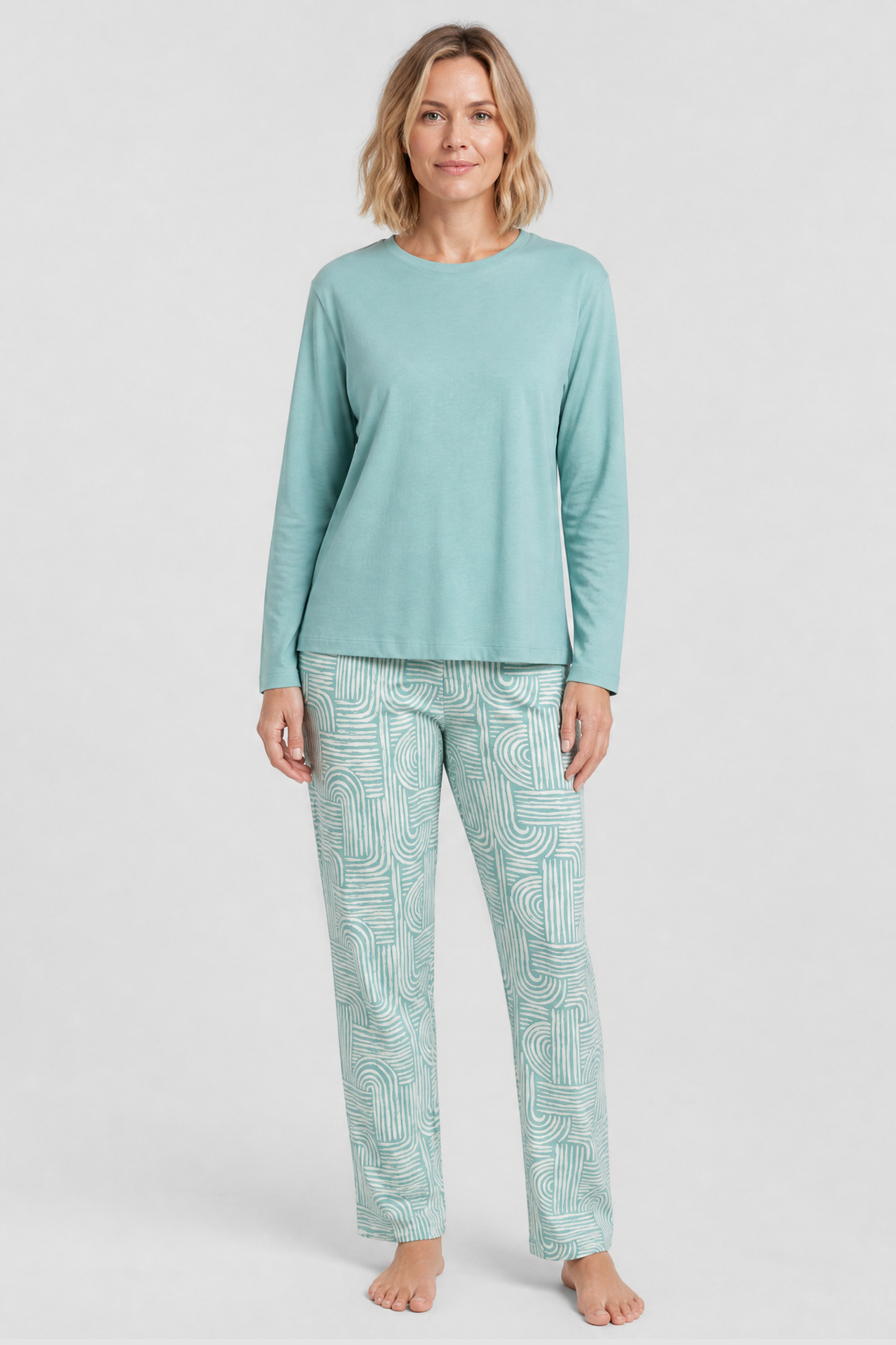 r-sch-be-happy-pyjama-lang-t-rkis-grafikdruck-baumwolle image 1