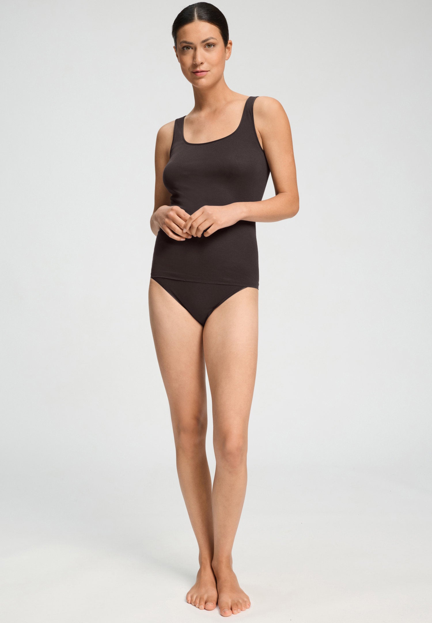 hanro-cotton-seamless-tank-top-dark-mocha-baumwolle image 5