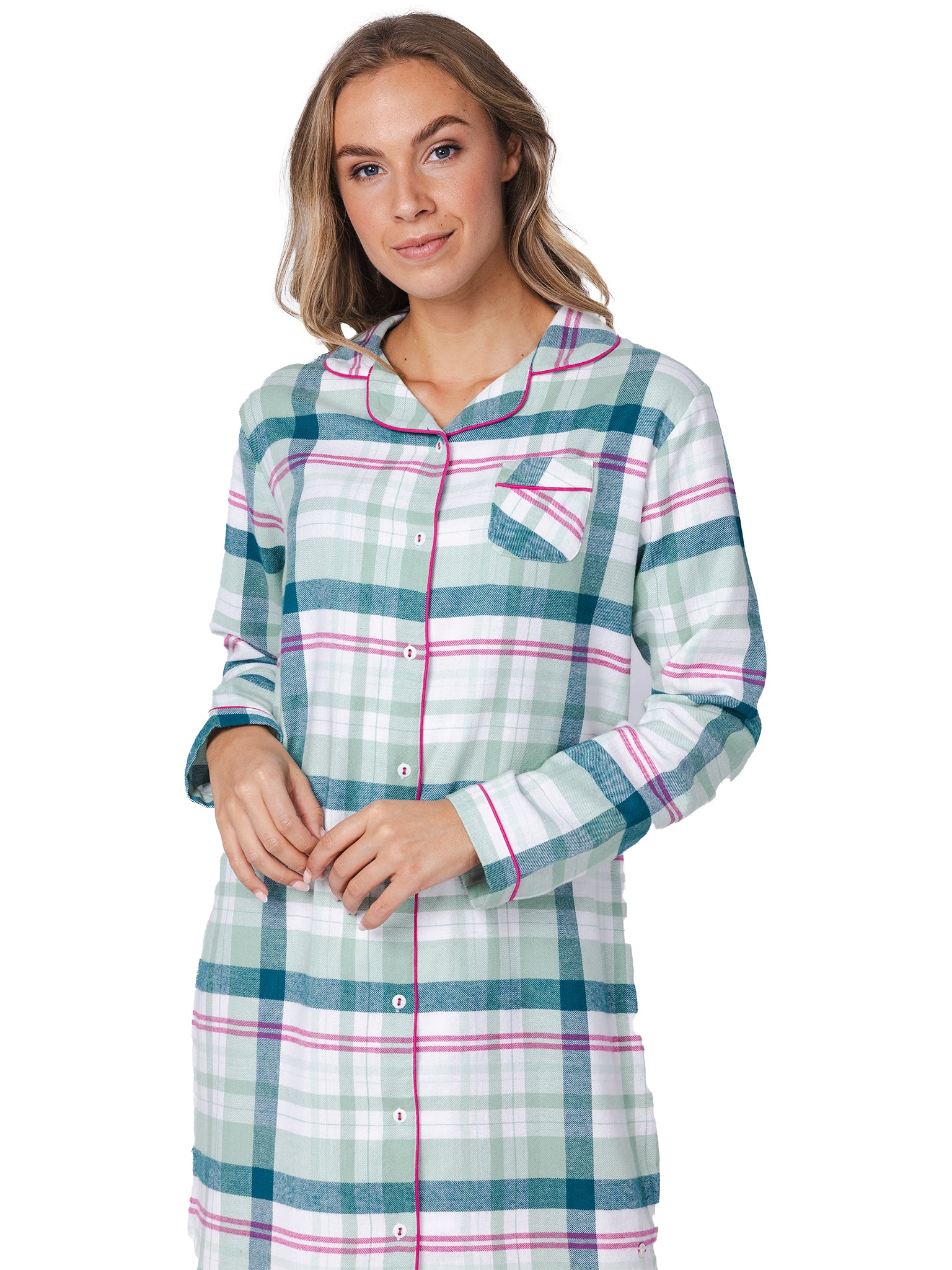 pastunette-flannel-check-nachthemd-gr-n-karo-flanell image 4
