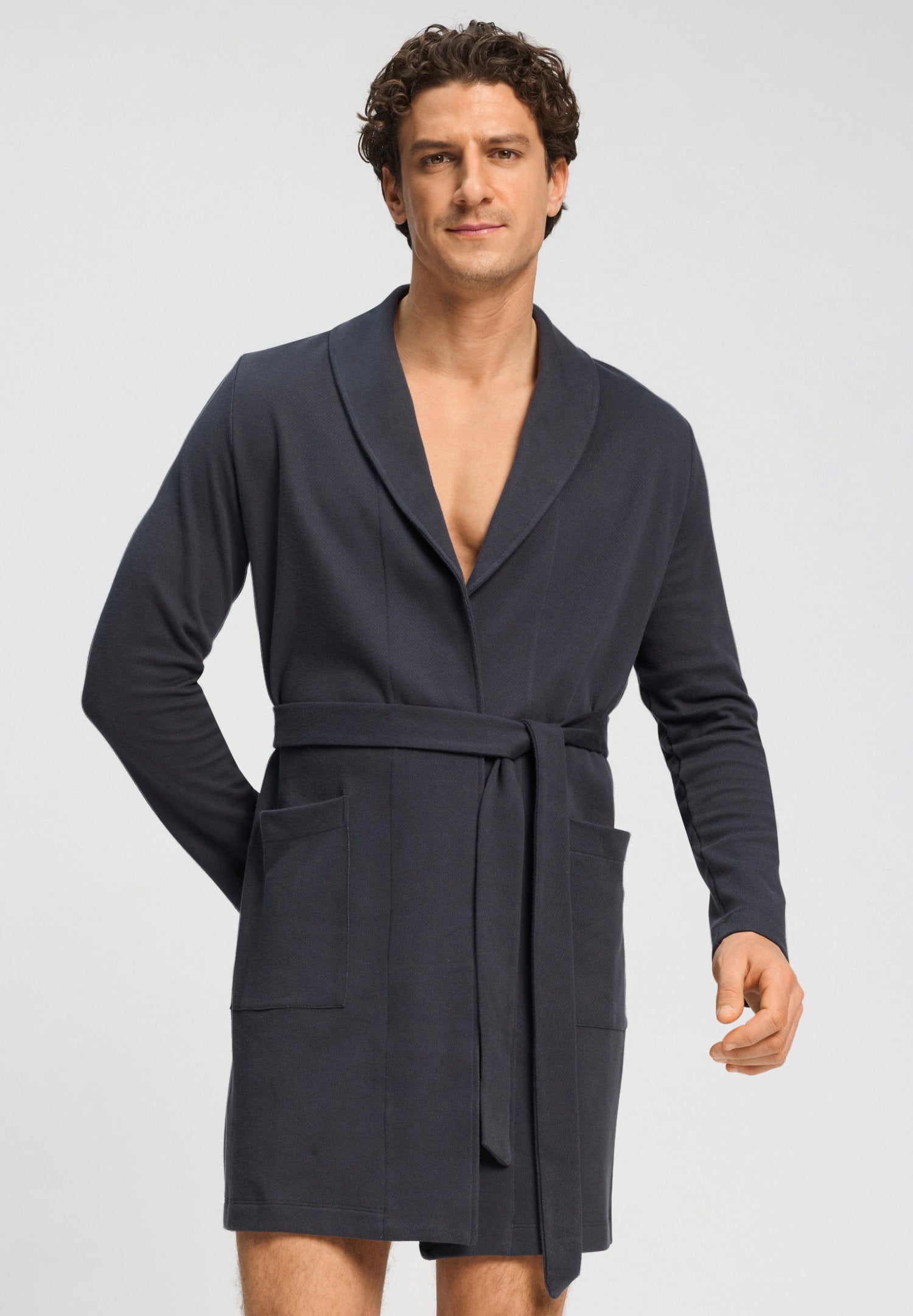 hanro-travelwear-robe-baumwollmantel-smokey-charcoal image 2
