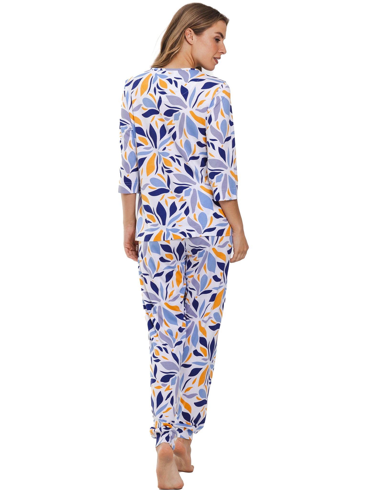 pastunette-yellow-breeze-pyjama-wei-blumen-3-4-arm image 3
