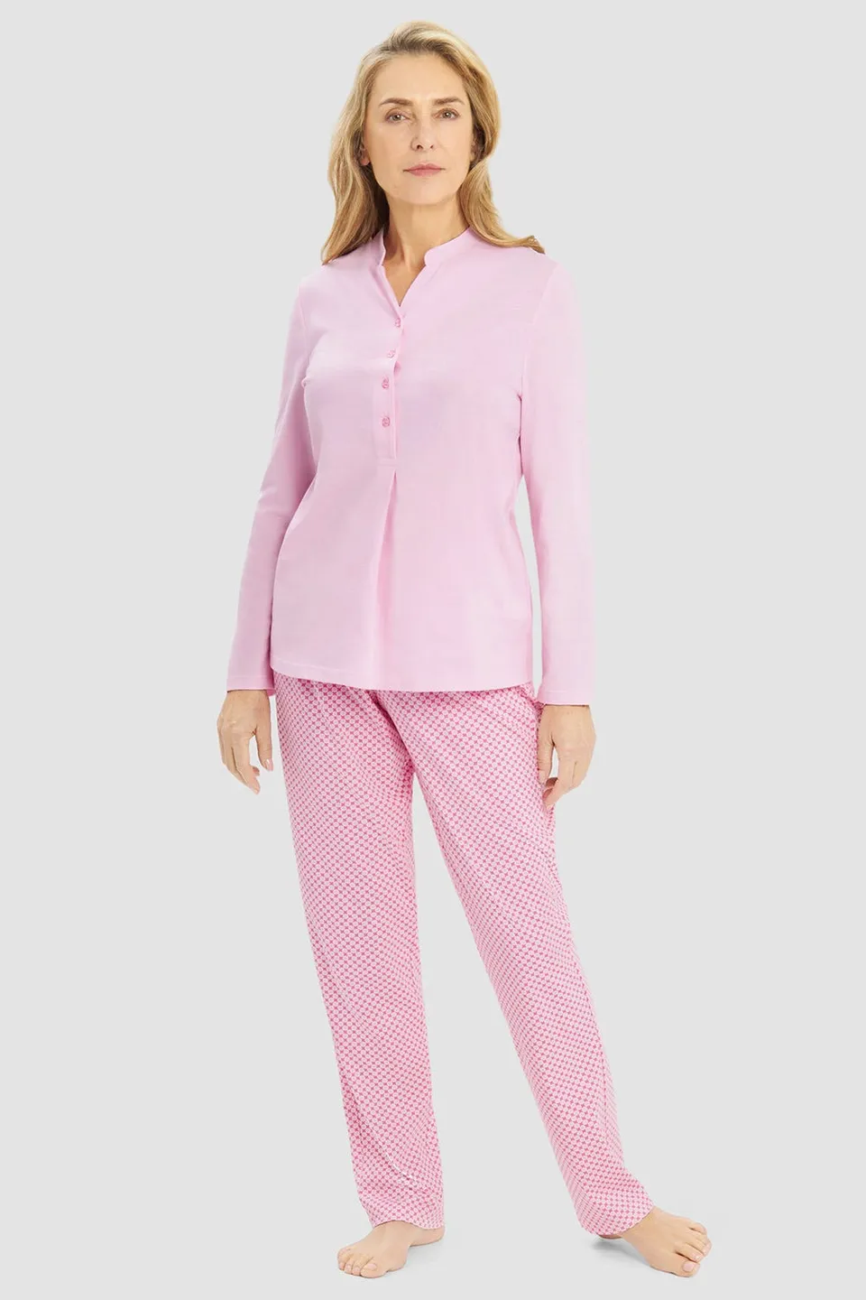 r-sch-be-happy-pyjama-langarm-grafikdruck-schlafanzug-rosa image 1