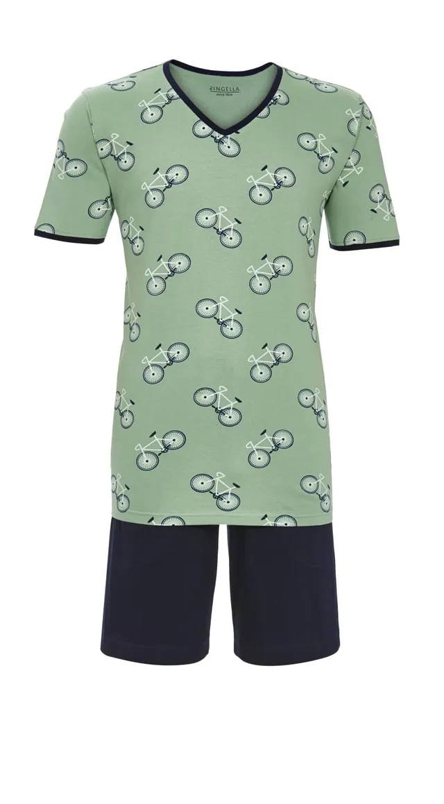 ringella-herren-shorty-fahrrad-kurzpyjama-v-ausschnitt-baumwolle image 1