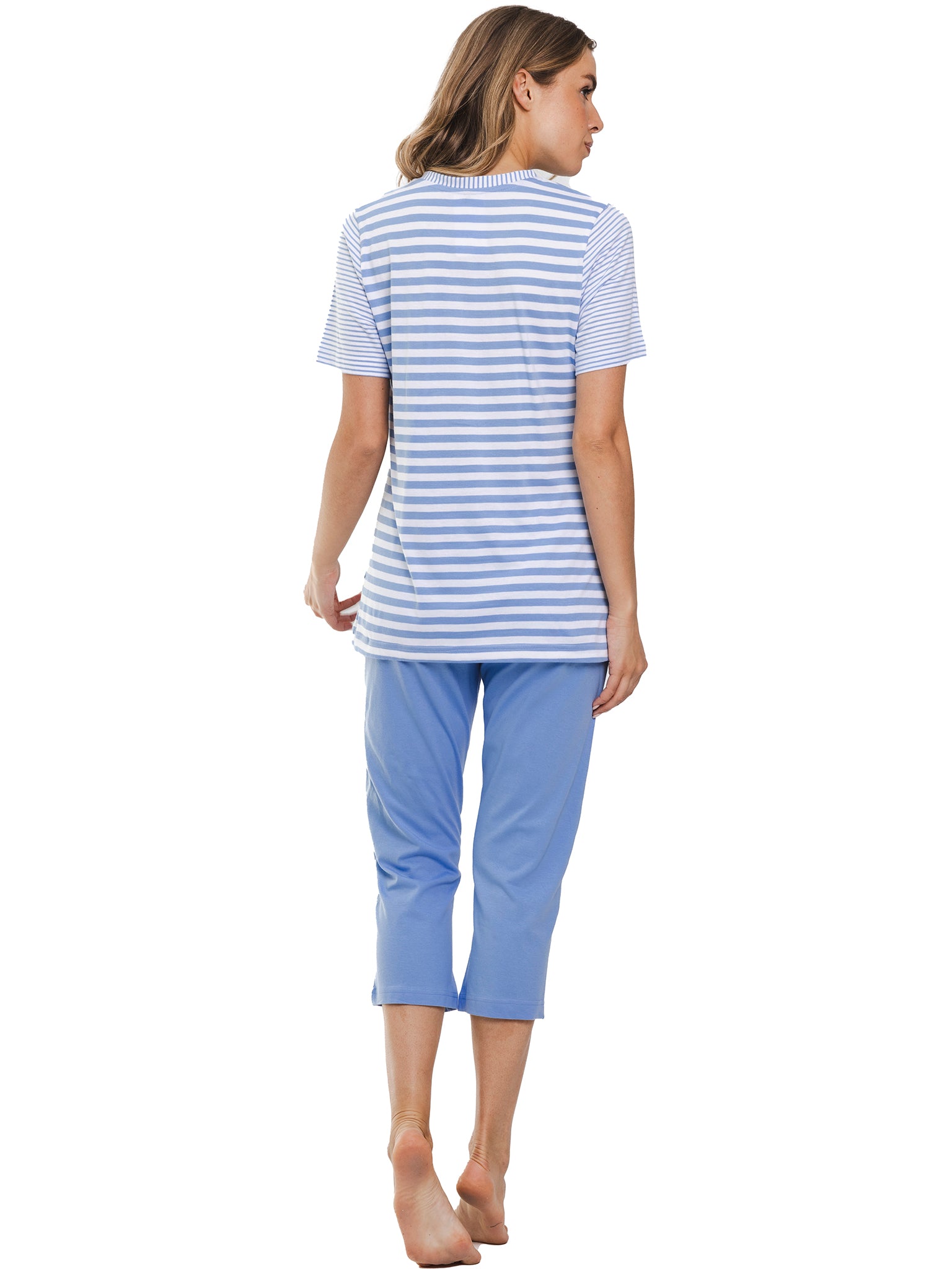 pastunette-soft-blue-baumwoll-pyjama-hellblau-gestreift image 3