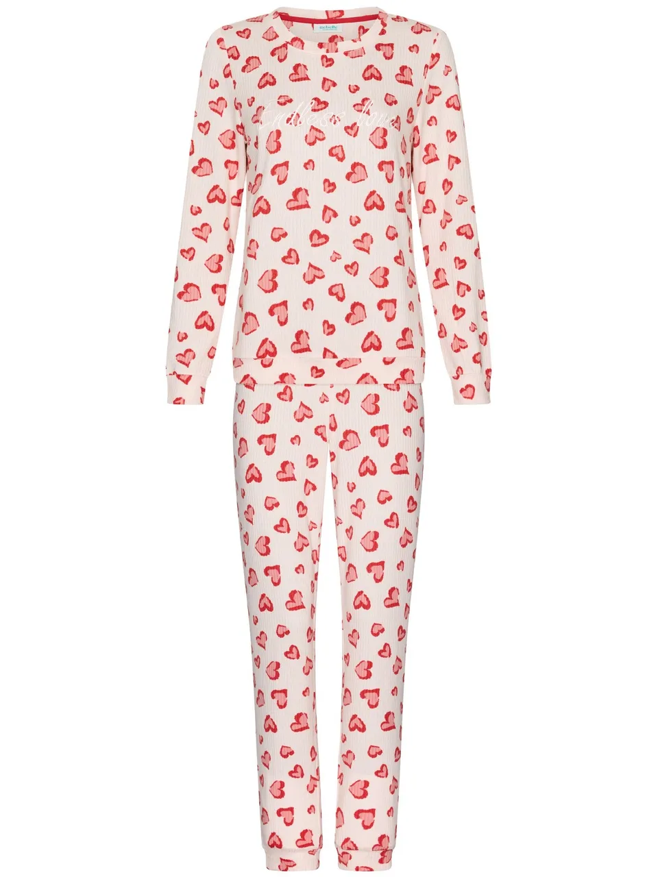 myrebelle-endless-love-damen-pyjama-rosa-herzen-fleece image 1