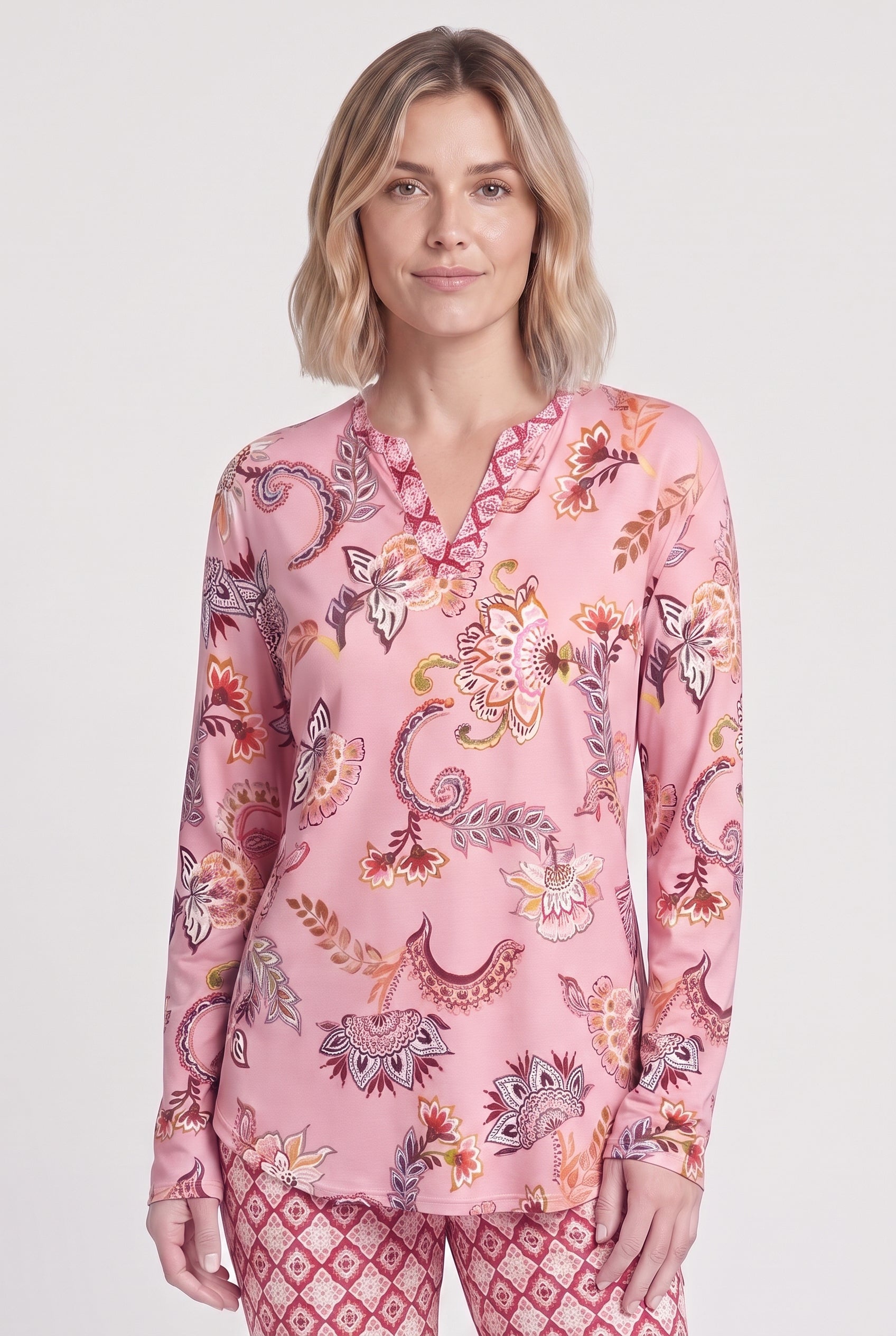 r-sch-be-happy-shirt-langarm-pyjamaoberteil-rosa-ornamentmix image 1
