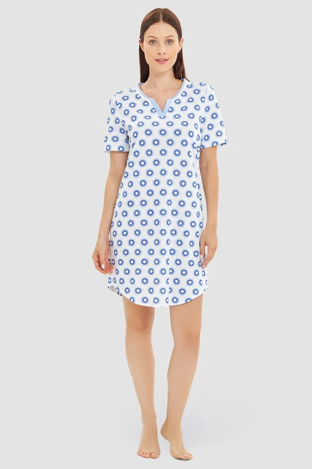 r-sch-be-happy-nachthemd-knielang-jersey-blau-kreise-druck image 1