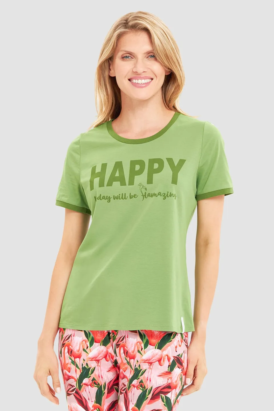 r-sch-be-happy-shirt-kurzarm-gr-n-flamingo-print image 1