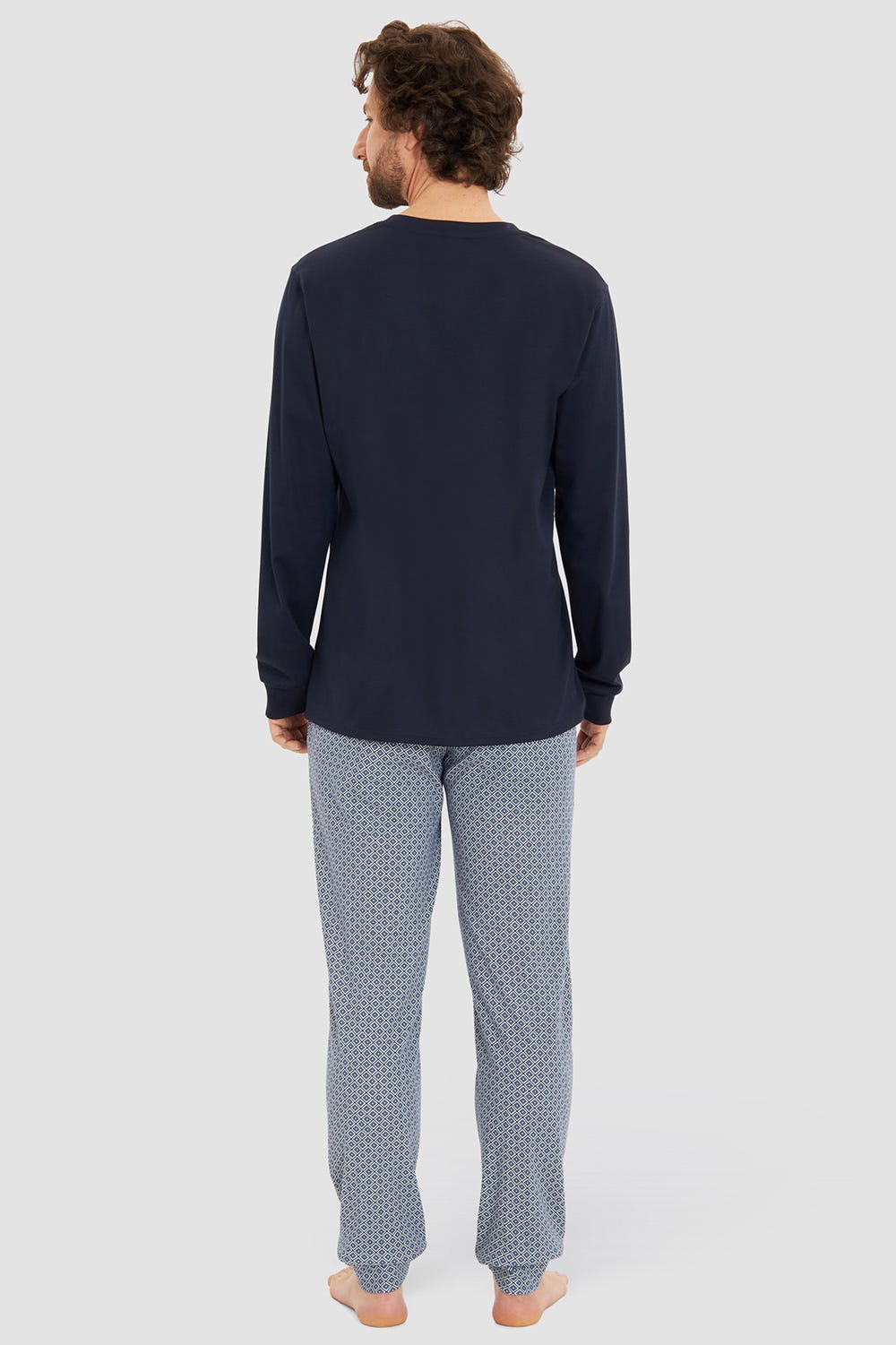 r-sch-be-happy-herren-pyjama-lang-v-ausschnitt-schlafanzug-blau image 3
