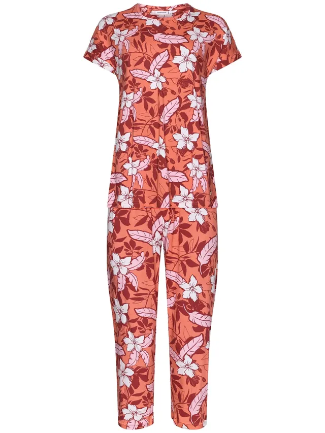 pastunette-coral-breeze-pyjama-orange-bambus-blumenprint image 1