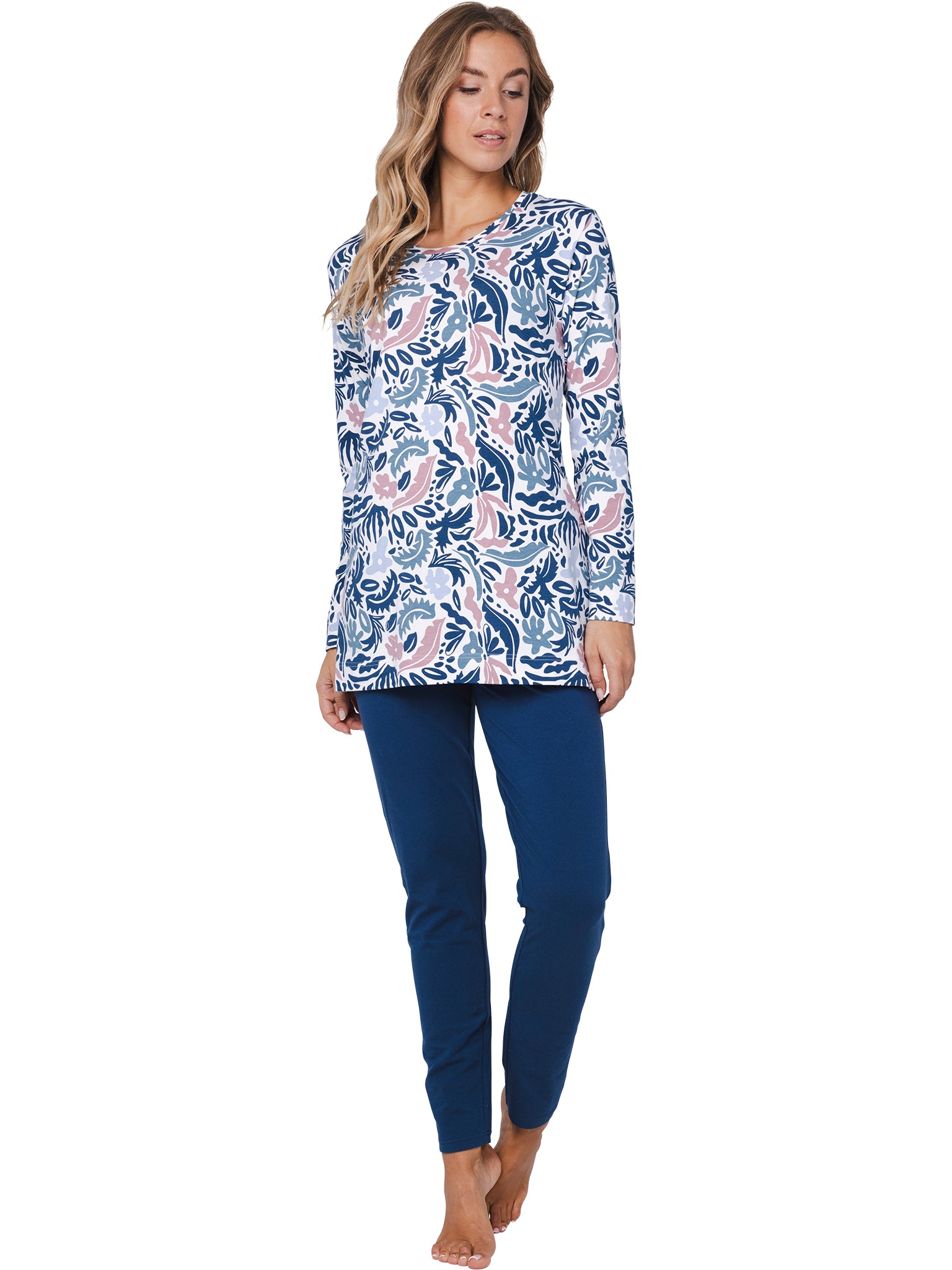 pastunette-blue-bloom-pyjama-blau-bio-baumwolle image 3