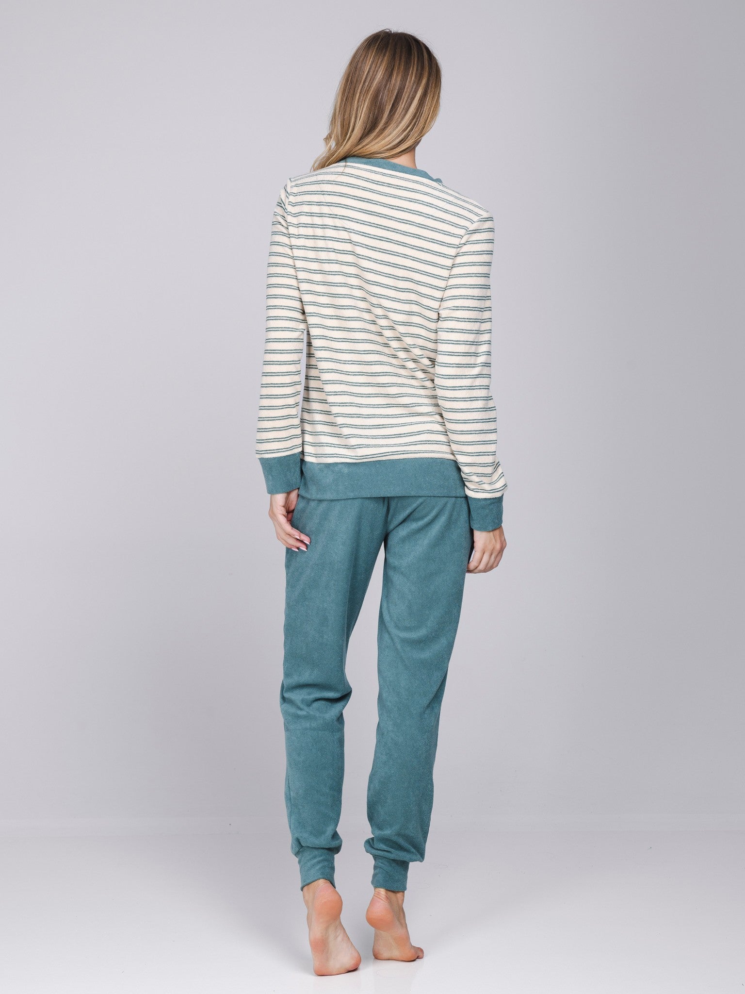 pastunette-nordic-leaf-pyjama-creme-gr-n-frottee image 4