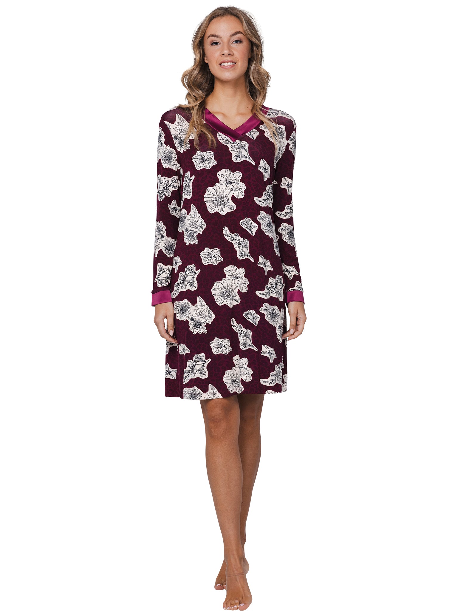 pastunette-premium-burgundy-dream-nachthemd-rot-blume image 2