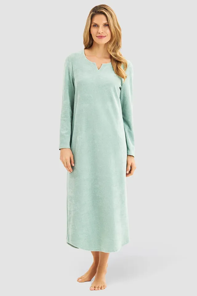 r-sch-be-happy-hauskleid-gr-n-langarm-frottee-maxi image 1