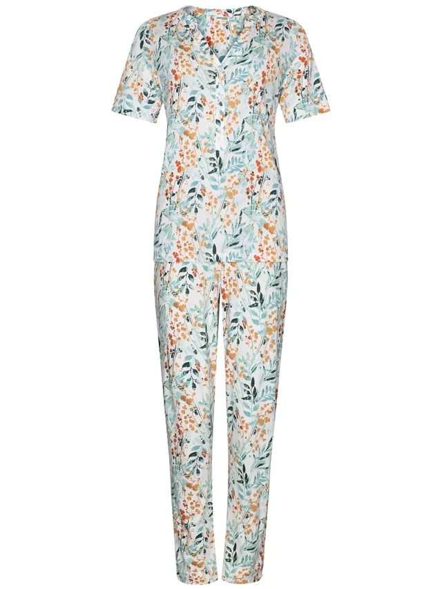 pastunette-premium-watercolor-leaves-pyjama-wei-baumwoll-modal image 1