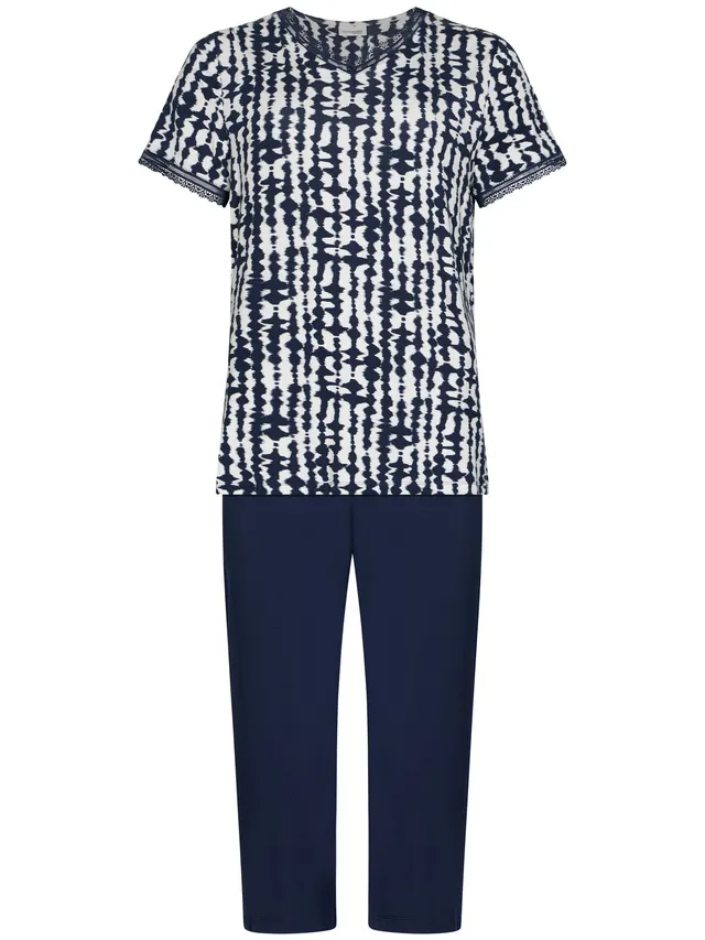 pastunette-premium-indigo-flow-pyjama-blau-mit-spitze image 1
