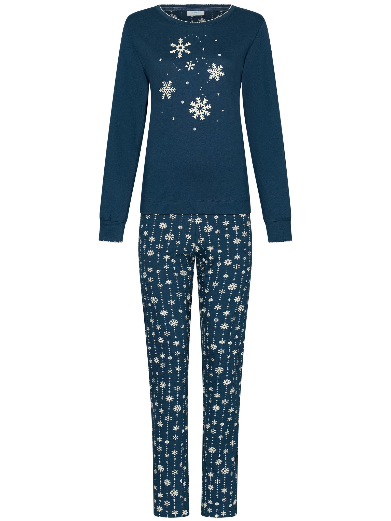 myrebelle-snowy-sparkles-pyjama-bio-baumwolle-dunkelblau image 1