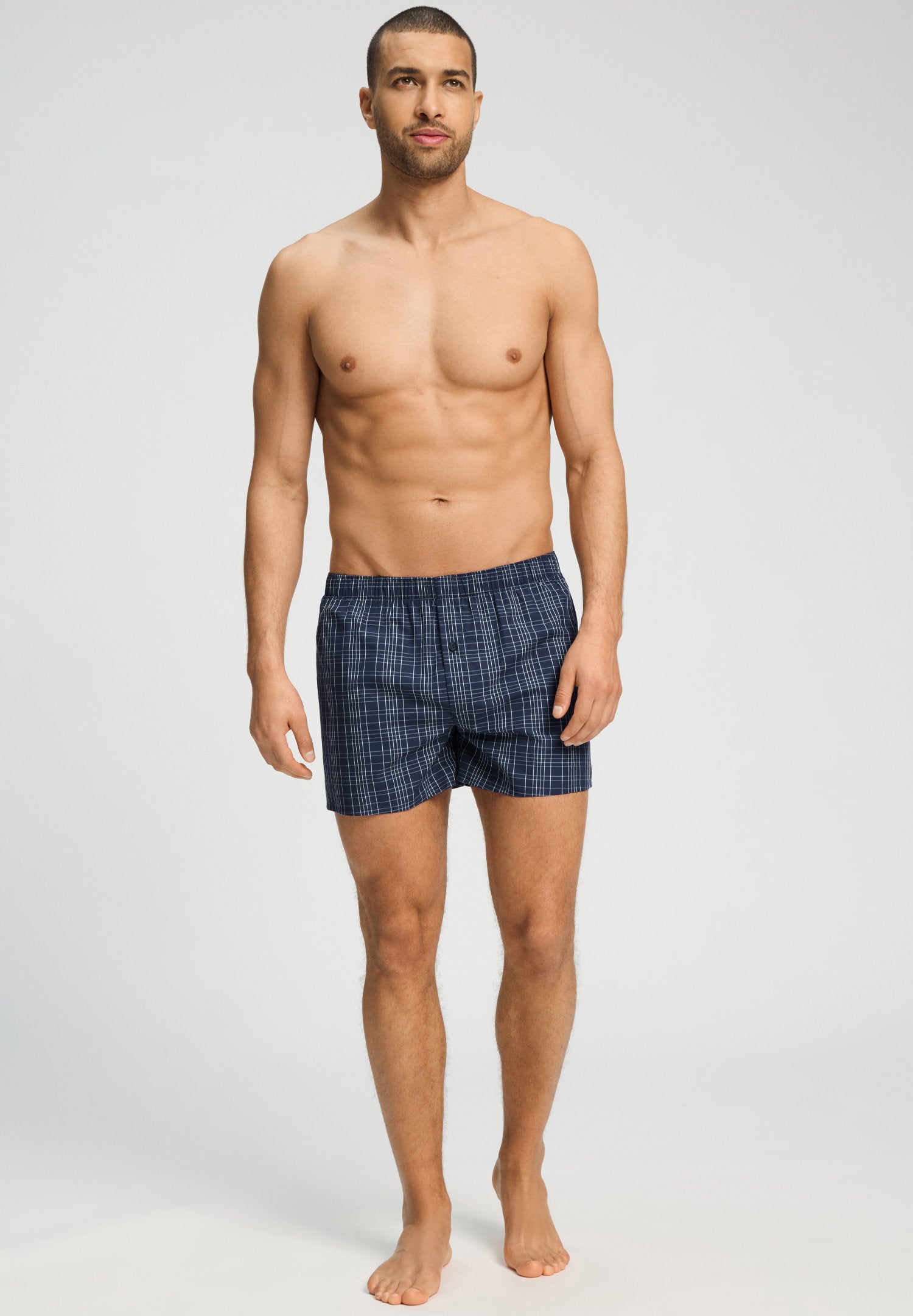 hanro-fancy-woven-boxer-boxershorts-kariert-blau-baumwolle image 5