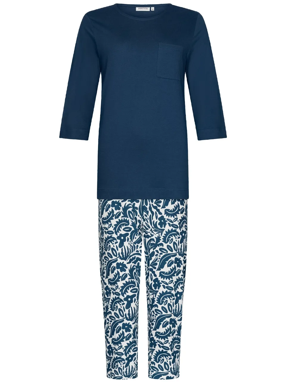 pastunette-blue-bloom-pyjama-damen-blau-bio-baumwolle image 1