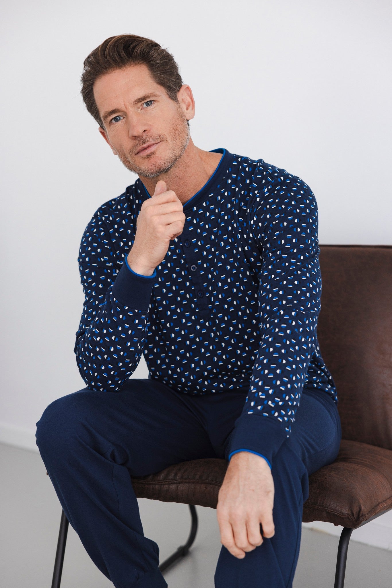 pastunette-blue-draft-pyjama-herren-baumwolle-dunkelblau image 1