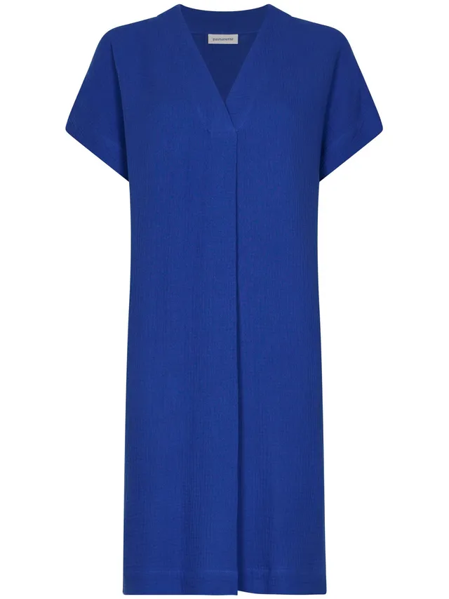 pastunette-cobalt-sea-kleid-blau-v-ausschnitt-baumwolle image 1