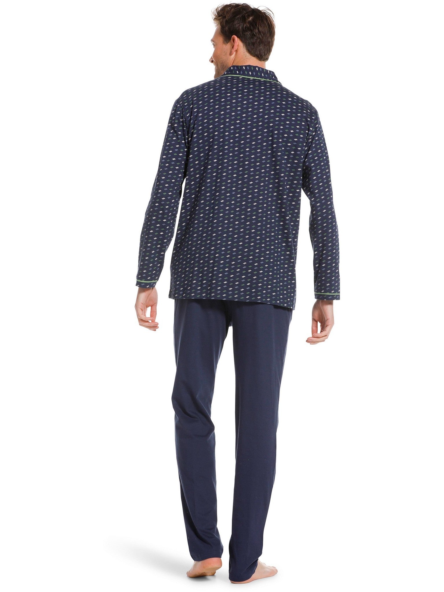 pastunette-graphic-pyjama-blau-baumwolle-durchknopf image 3