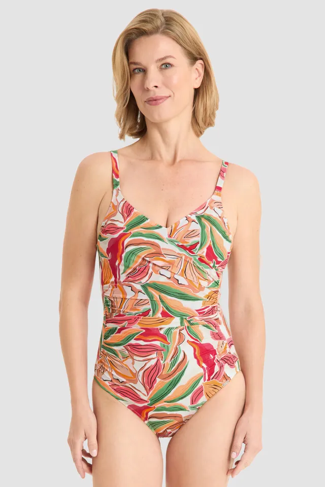 r-sch-be-happy-badeanzug-bl-tterdruck-damen-orange image 1