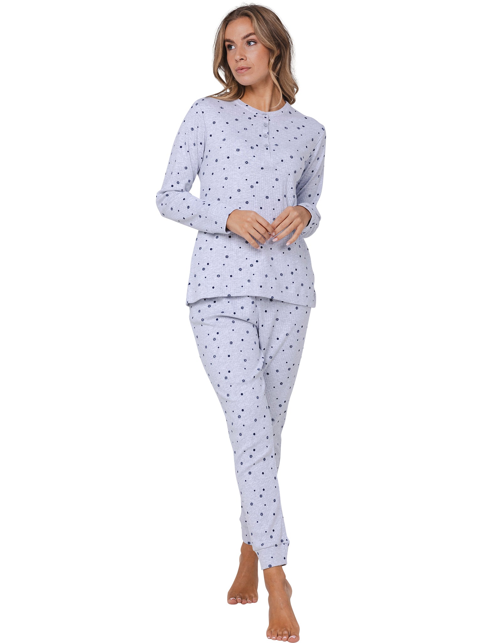 pastunette-rebelle-silver-frost-pyjama-grau-waffel-langarm image 3