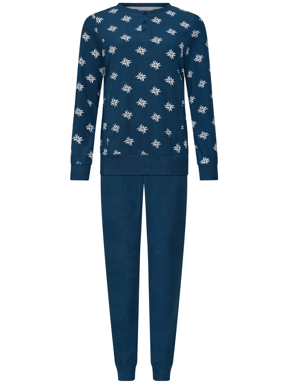 pastunette-moonlite-pyjama-dunkelblau-blumen-frottee image 1