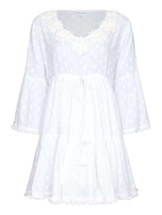 pastunette-beach-ibiza-kleid-wei-baumwolle-mit-blumen image 1