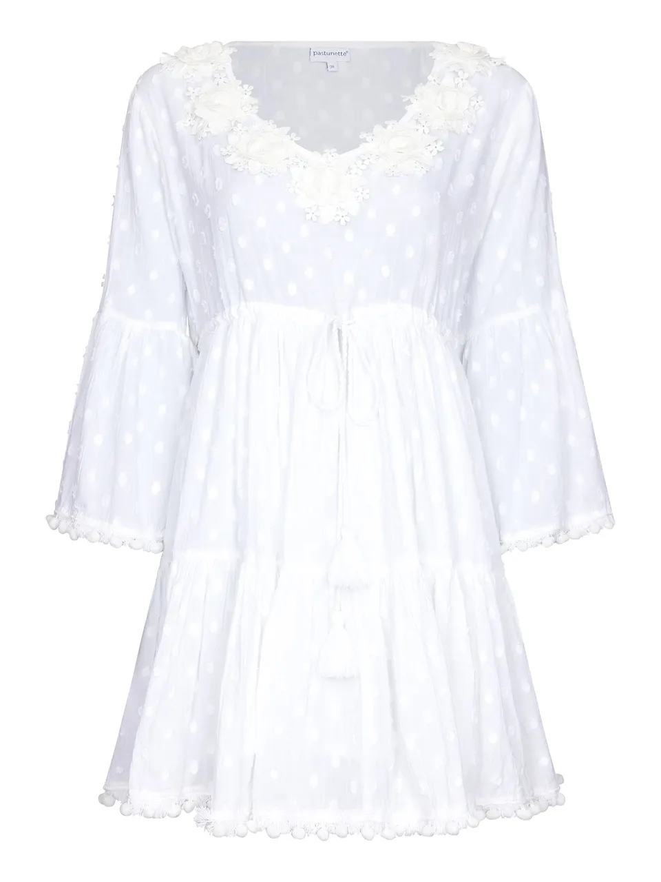pastunette-beach-ibiza-kleid-wei-baumwolle-mit-blumen image 1