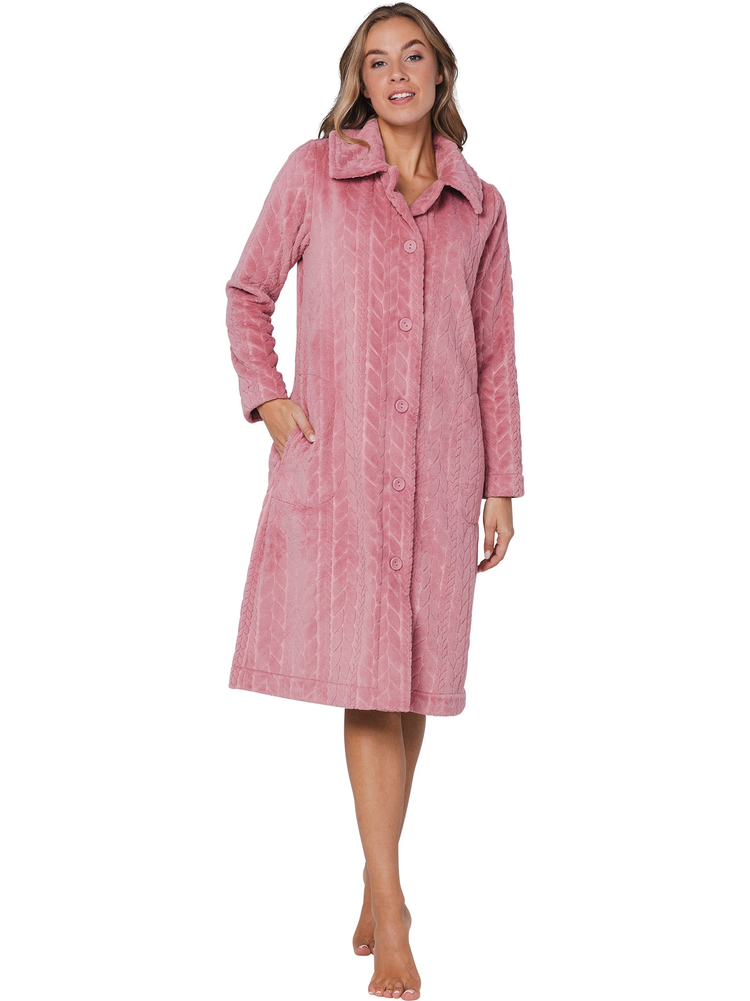 pastunette-rose-stream-bademantel-rosa-fleece-mit-taschen image 2