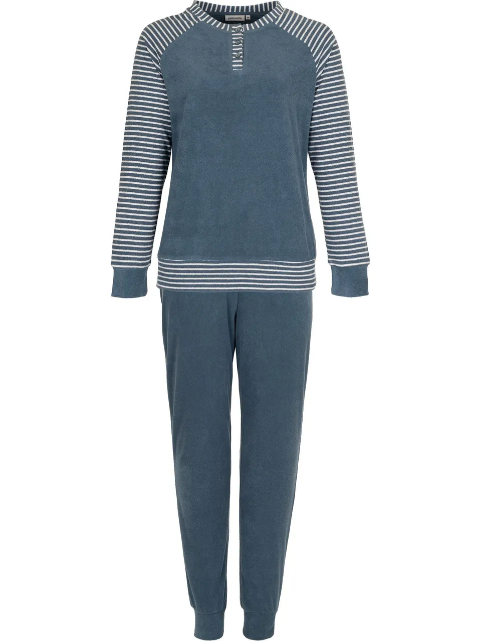 pastunette-noos-pyjama-blau-baumwolle-frottee-langarm image 1