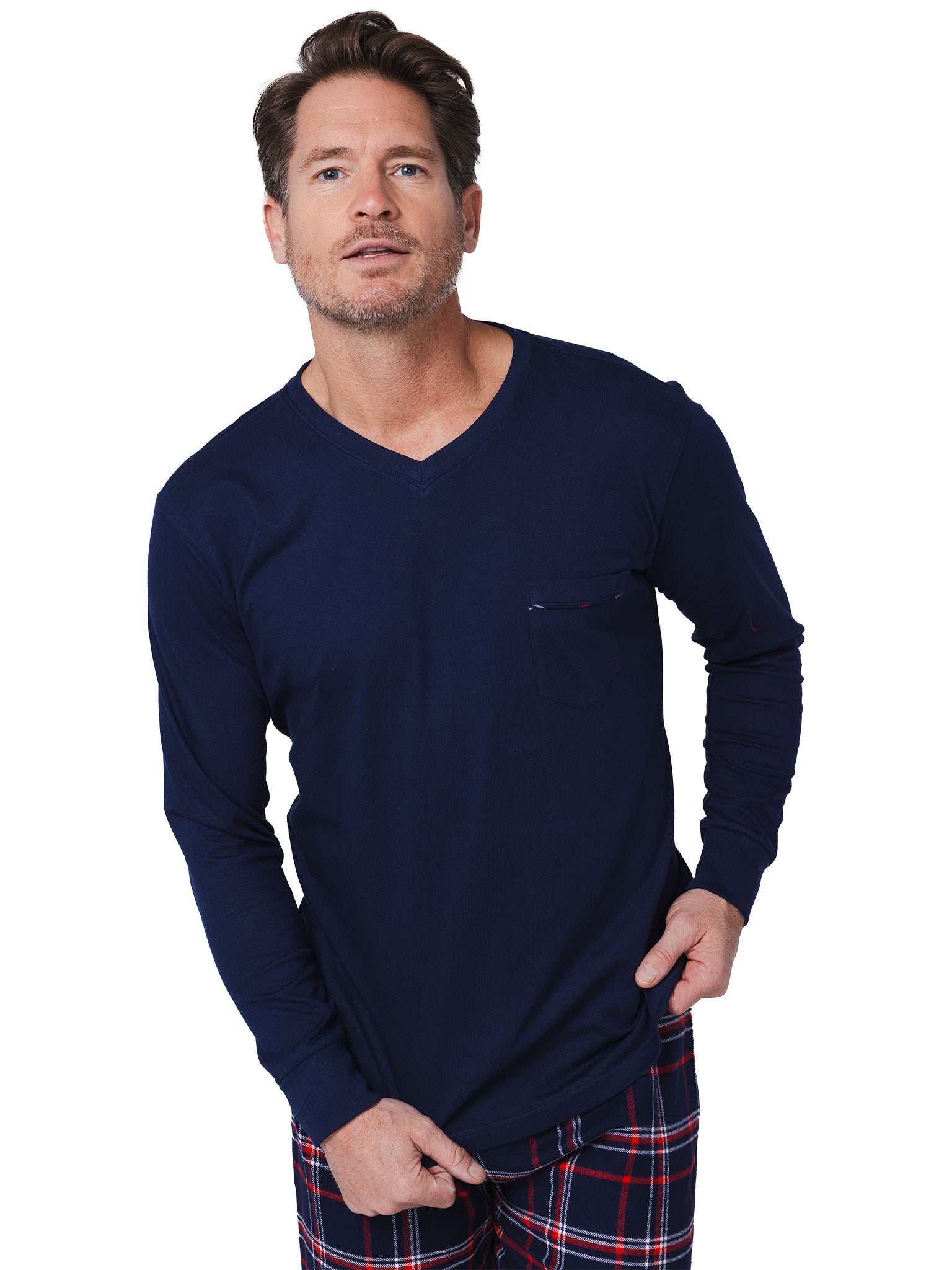 pastunette-aspen-ski-pyjama-blau-karo-baumwolle-flanell image 5