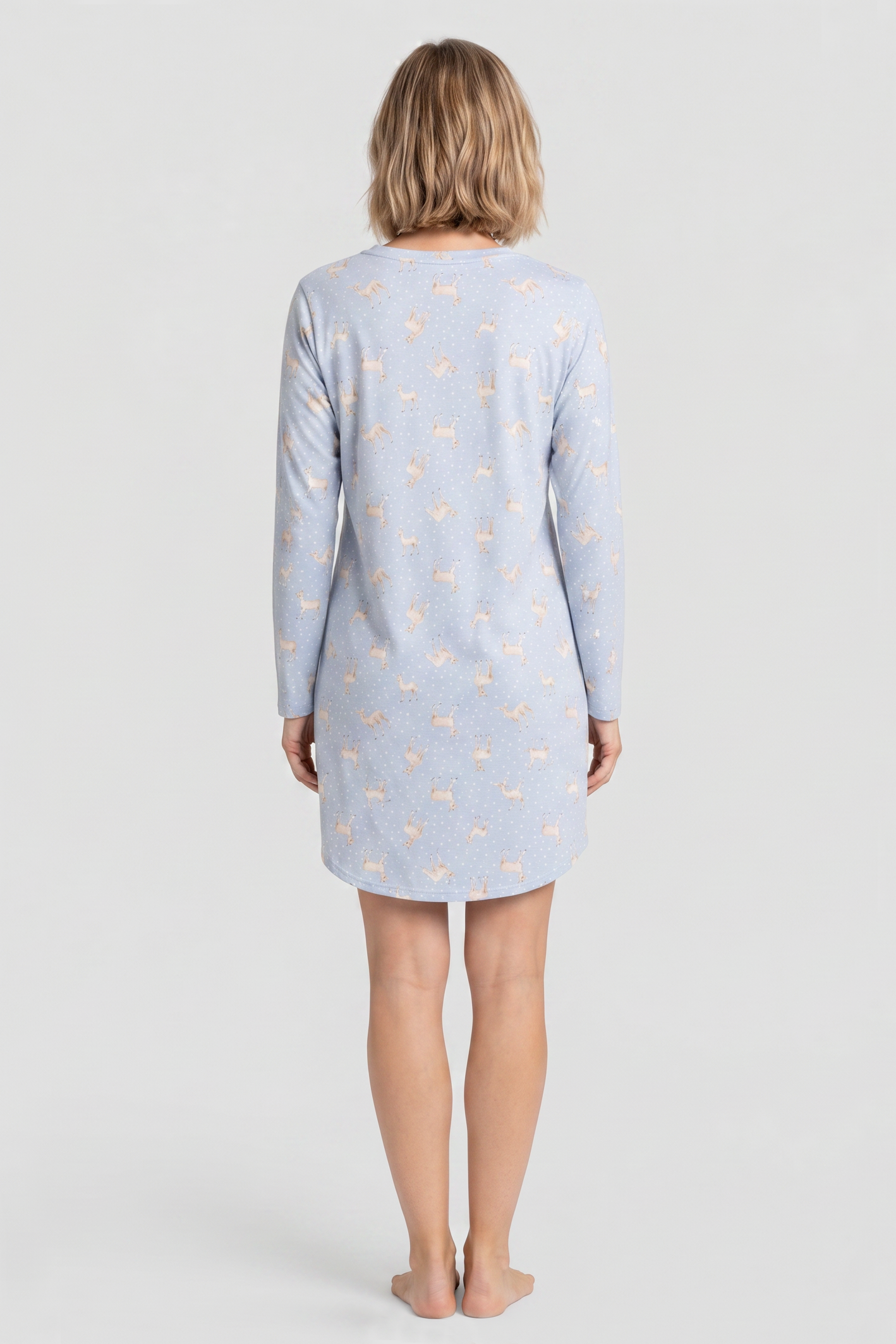r-sch-be-happy-nachthemd-bambi-druck-blau-baumwolle-knielang image 3