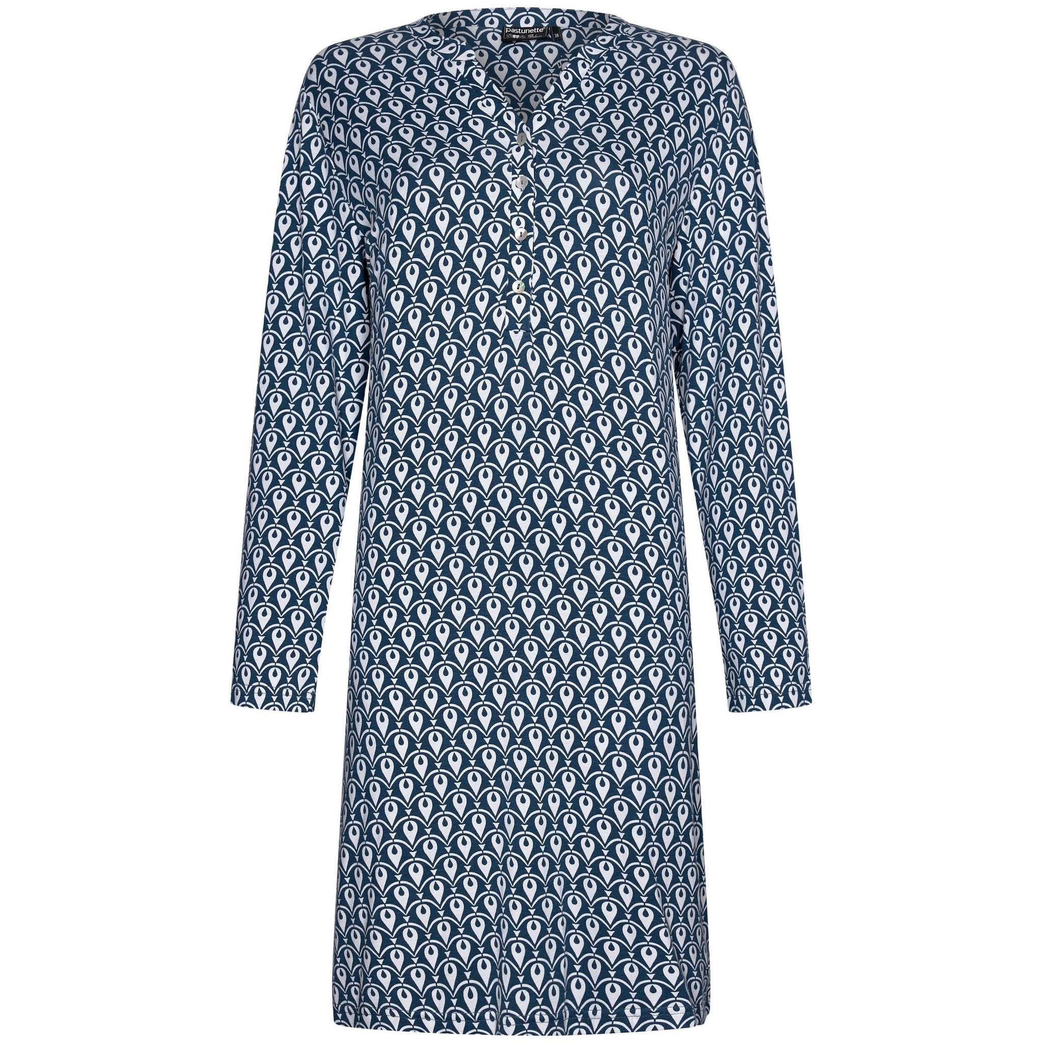 pastunette-premium-art-deco-nachthemd-blau-langarm-viskose image 1