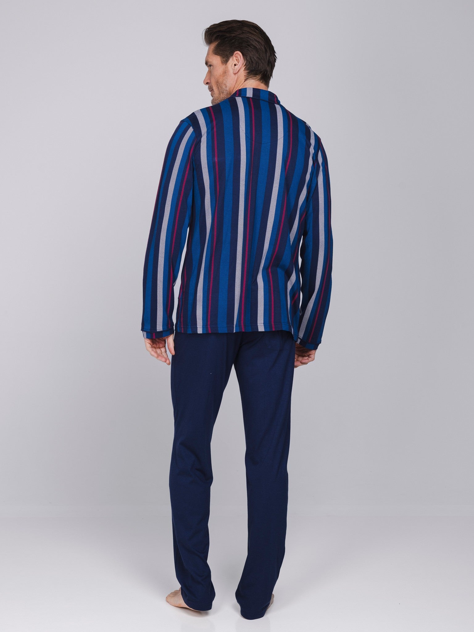 pastunette-northern-nights-herren-pyjama-blau-gestreift-baumwolle image 4