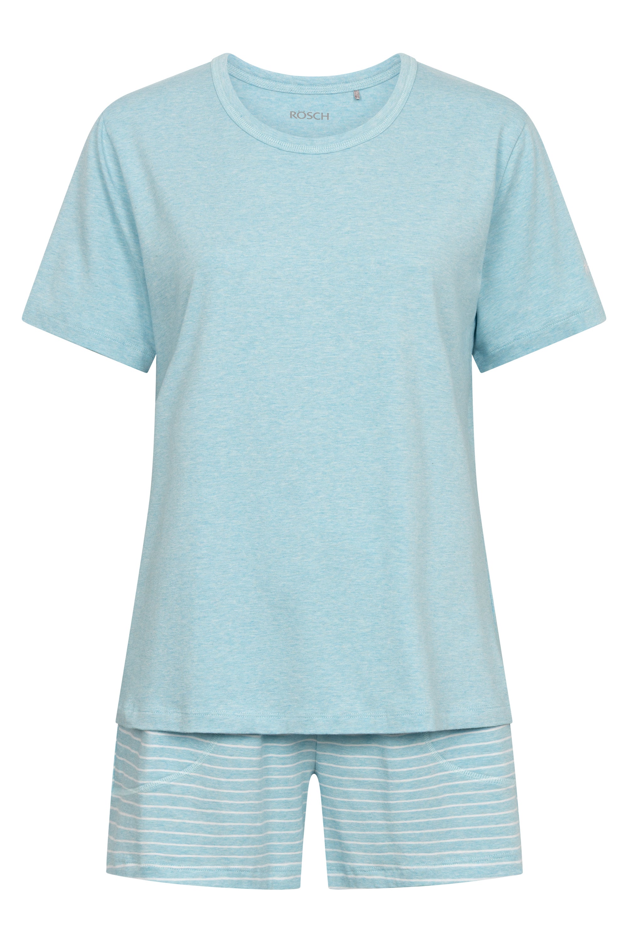 r-sch-be-happy-pyjama-kurz-streifen-melange-t-rkis-shorts image 2