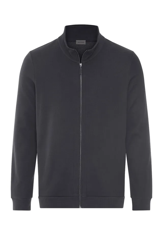 hanro-travelwear-cardigan-smokey-charcoal-baumwolle image 1