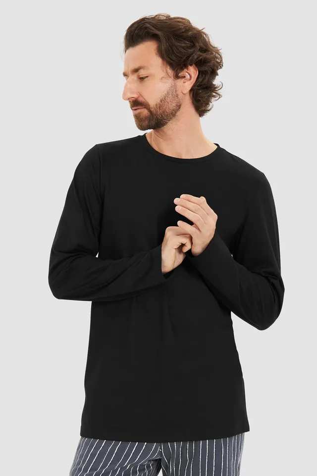 r-sch-be-happy-herren-langarmshirt-rundhals-schwarz image 1
