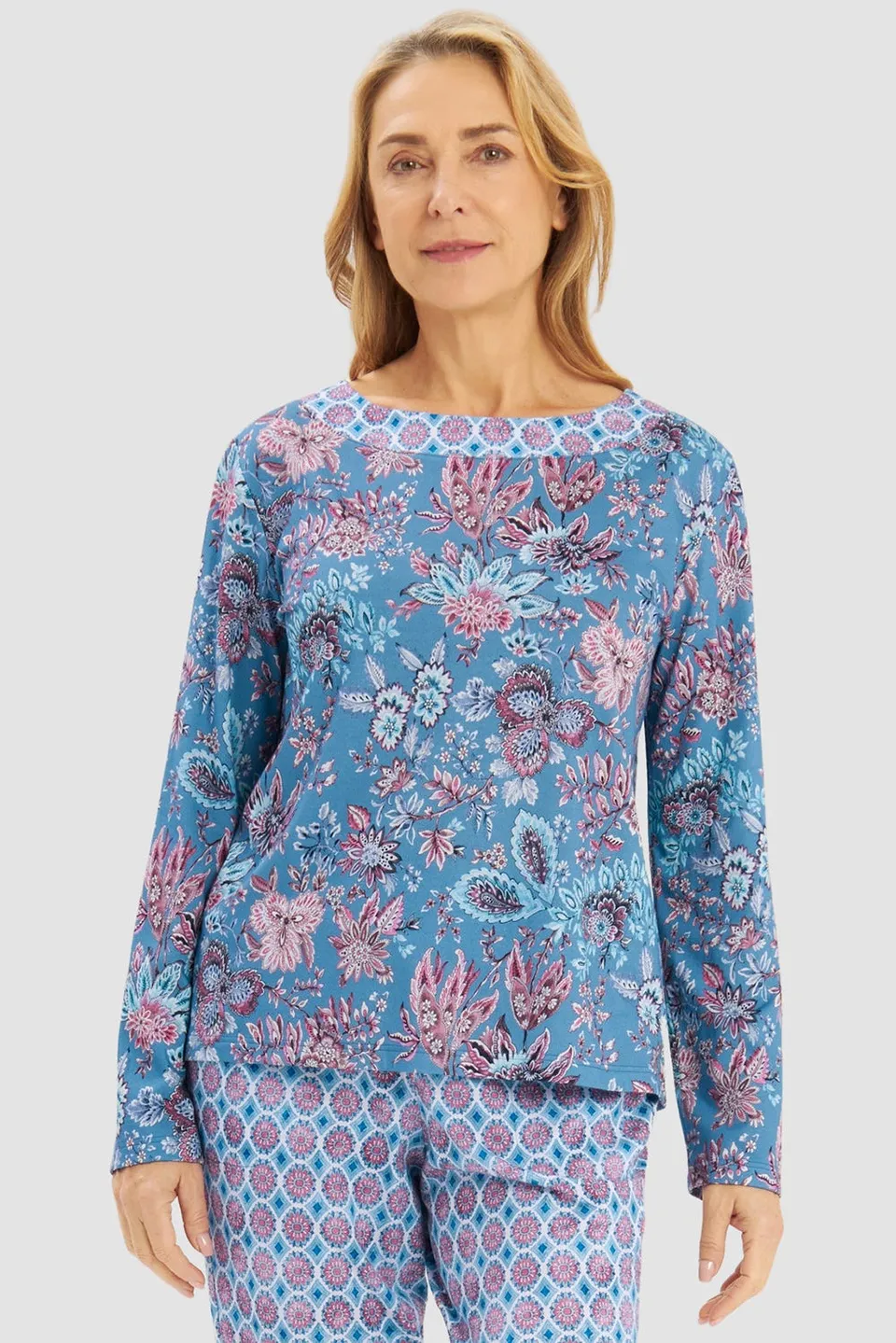 r-sch-be-happy-shirt-langarm-ornamentdruck-blau image 1
