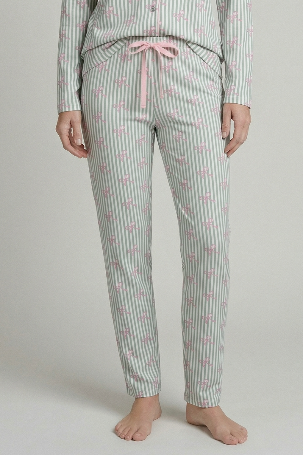 r-sch-be-happy-pyjamahose-lang-gr-n-streifen-baumwolle-modal image 1