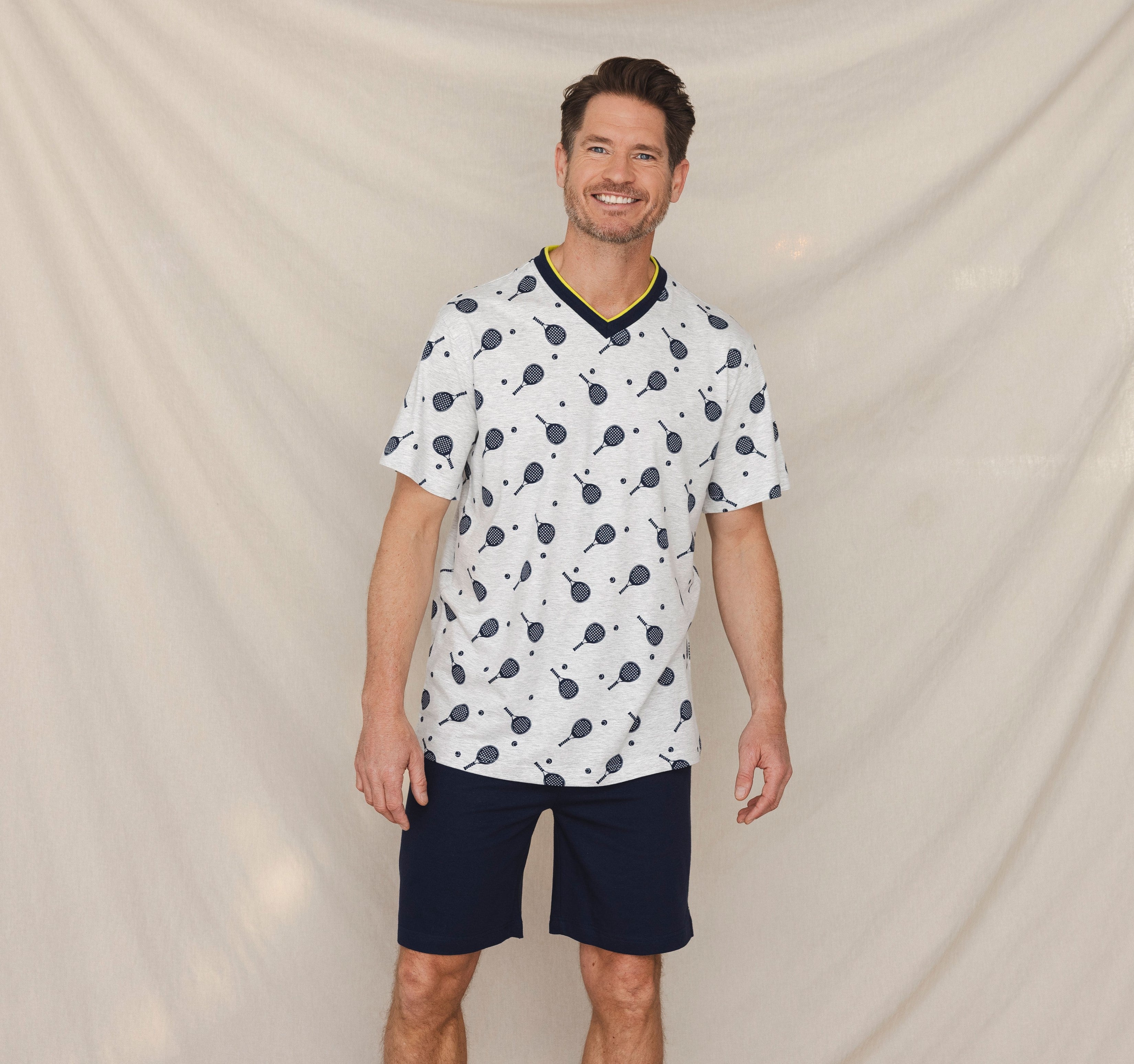 pastunette-padel-shortama-grau-baumwollmix-kurz image 1