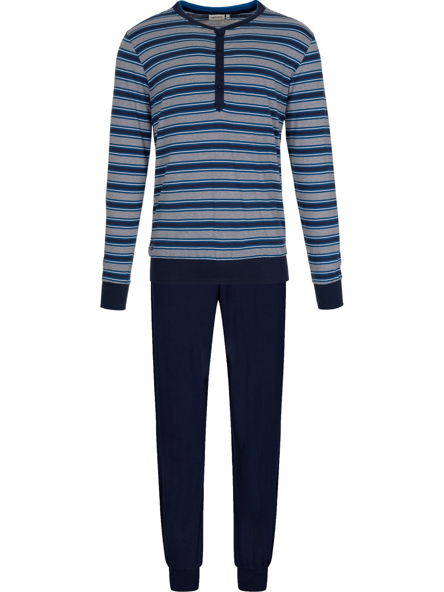 pastunette-blue-draft-herren-pyjama-baumwolle-blau image 1