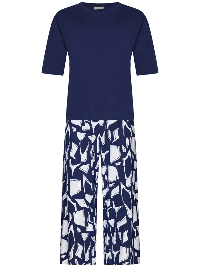 pastunette-midnight-mosaic-pyjama-blau-bio-baumwolle image 1