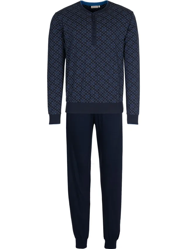 pastunette-noos-pyjama-herren-dunkelblau-baumwolle-gemustert image 1