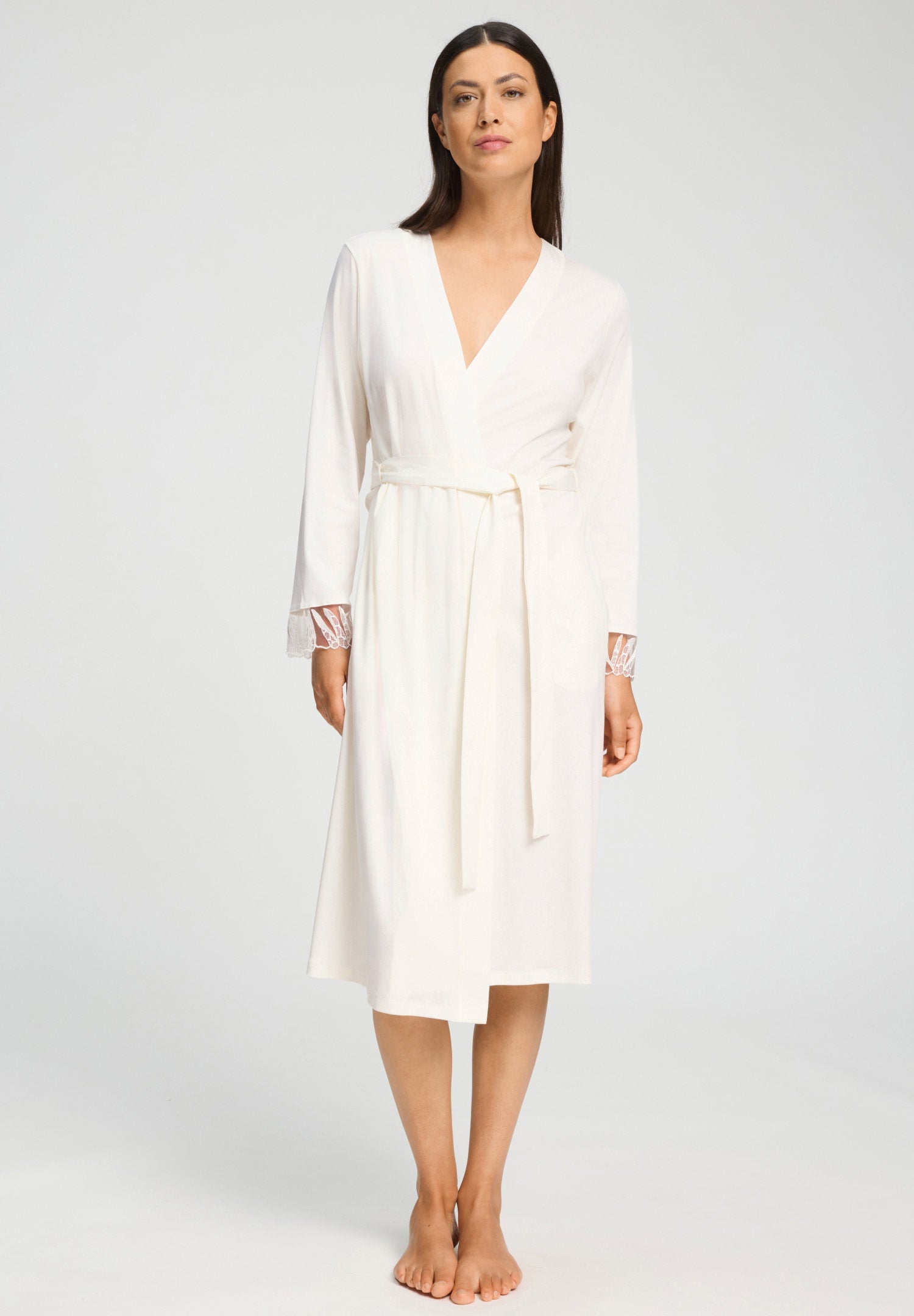 hanro-rosaria-morgenmantel-115cm-off-white-baumwolle image 2