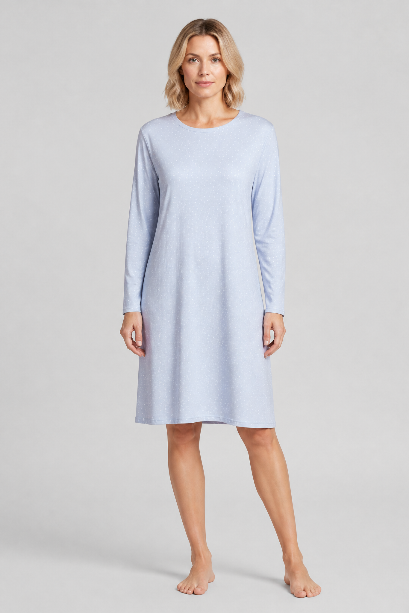 r-sch-be-happy-nachthemd-midi-blau-tupfendruck-baumwolle image 1
